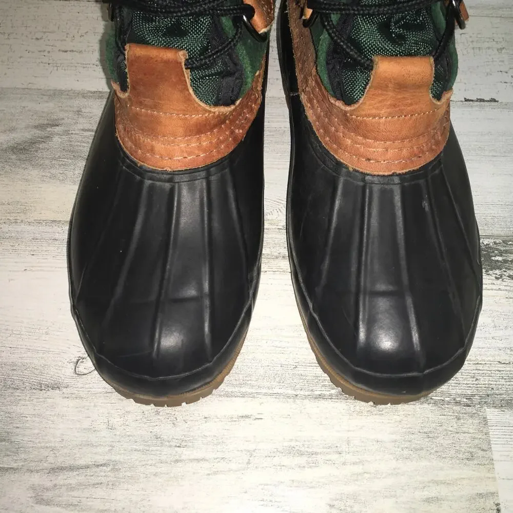 Eddie Bauer Duck Waterproof Snow Winter Boot Mens 8 Green Blue Leather Sherpa